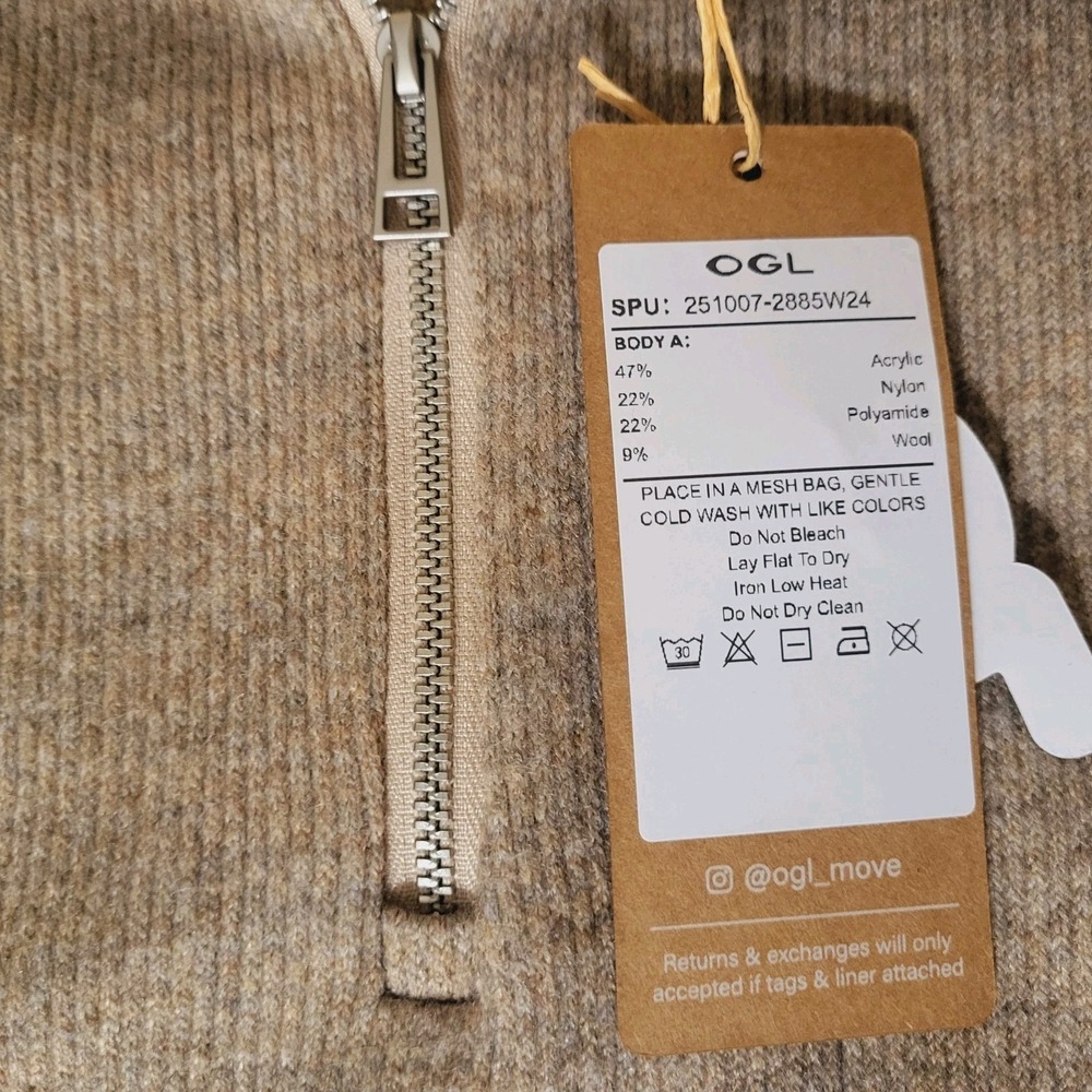 OGL Plus 2X NWT Cozy Quarter Zip Pullover Heather Taupe Relaxed Thermal Minimal - Picture 4 of 8